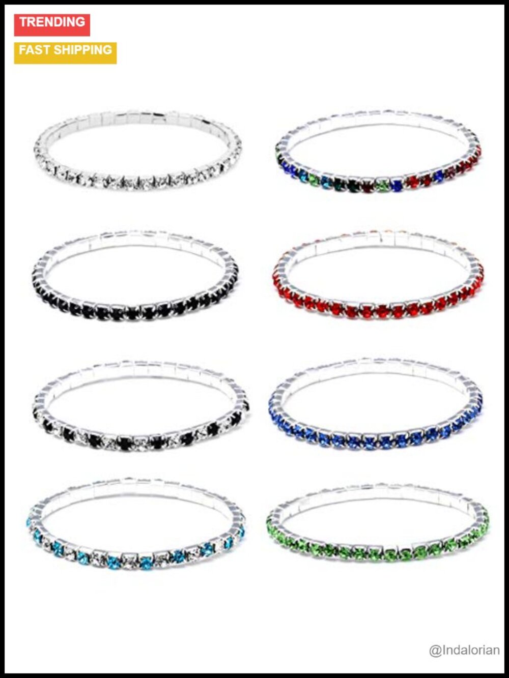 Sparkle Rhinestone Stretch Bracelets Set for Women, Wedding Prom Jewelry